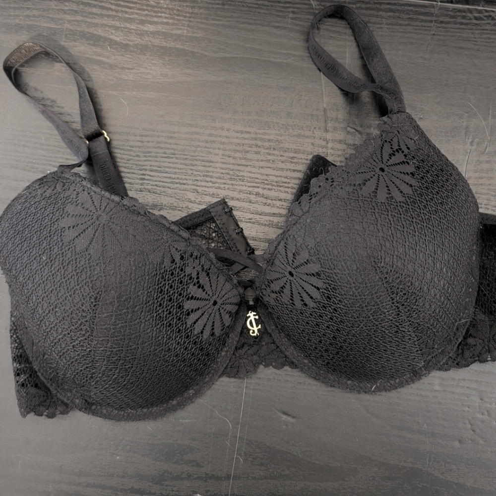 Juicy Couture Black Textured Bra